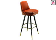 Luxury Leather Button Deco High Bar Stools , Solid Wood Restaurant Supply Counter Stools