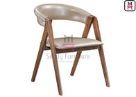 Upholstered Wood Restaurant Chairs Oak Wood Leather Soft Backrest With Crossed Armrests