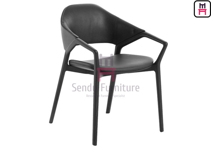 H81cm Ash Wood Restaurant Chairs Artisanal Fabrication With Armrests
