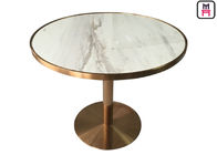 Stainless Steel Rose Golden Restaurant Dining Table Luxury Marble Top with Golden Seam
