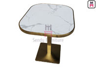 Oval Shape Restaurant Dining Table Marble Pattern Ceramic With Golden Seam
